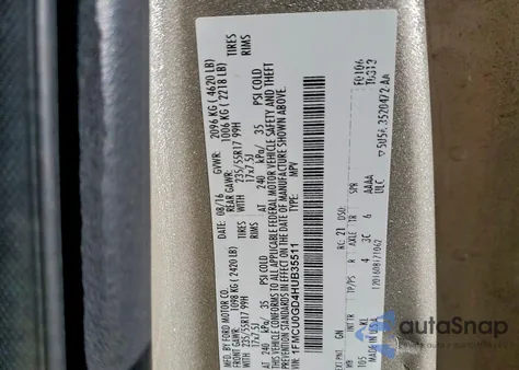 2017 Ford Escape Se from USA, damaged, VIN 1FMCU0GD4HUB35511